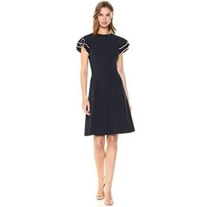 Tommy Hilfiger Scuba Crepe Layer Flutter Sleeve Dress